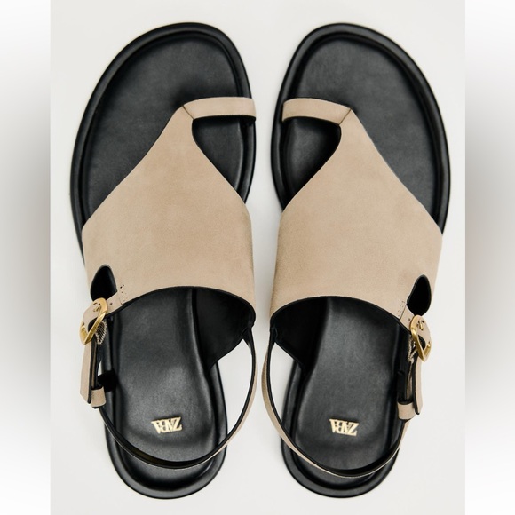 NWT Zara Asymmetric Suede Sandals - Picture 2 of 7